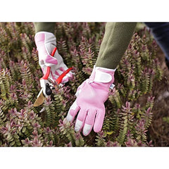 Spear & Jackson LMGLOVESKEW Kew Gardens Collection Ladies Medium Leather Palm Gardening Gloves - Pink