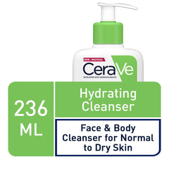 CeraVe Hydrating Cleanser for Normal to Dry Skin 236 ml with Hyaluronic Acid and 3 Essential Ceramides