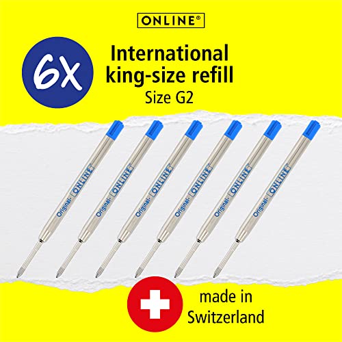 Online 6X Ballpoint Refills – Strength Medium I International Standard Biro Refills for All Pens I Waterproof I Universal Refills for Ballpoint Pens I for School, Uni, Home Office I Colour: Blue