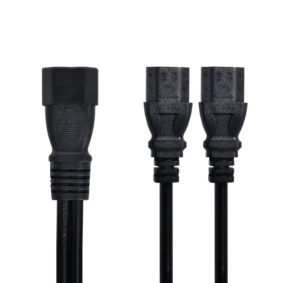 CY Single C14 to Dual C13 5-13R Short Power Y Type Splitter Adapter Cable Cord