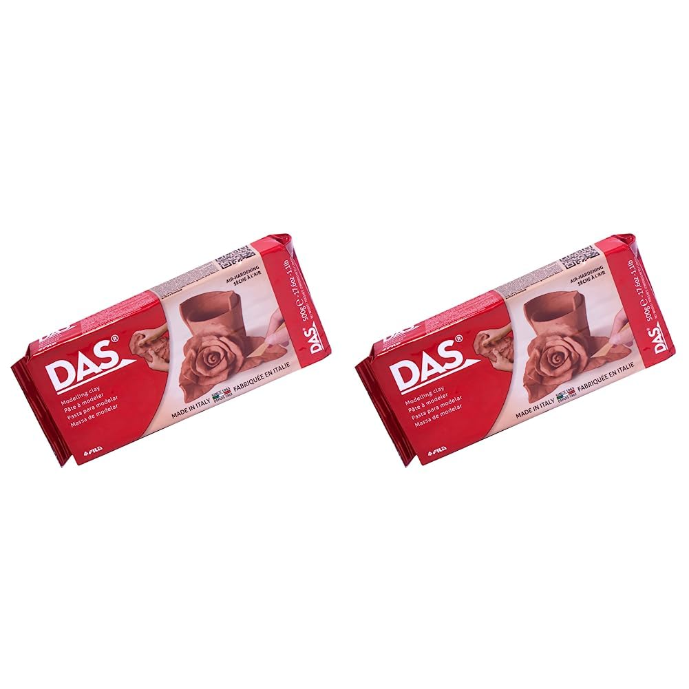 DAS Terracotta Air-Hardening 500g Modelling Clay, Ideal for Professionals & Hobbyists (Pack of 2)