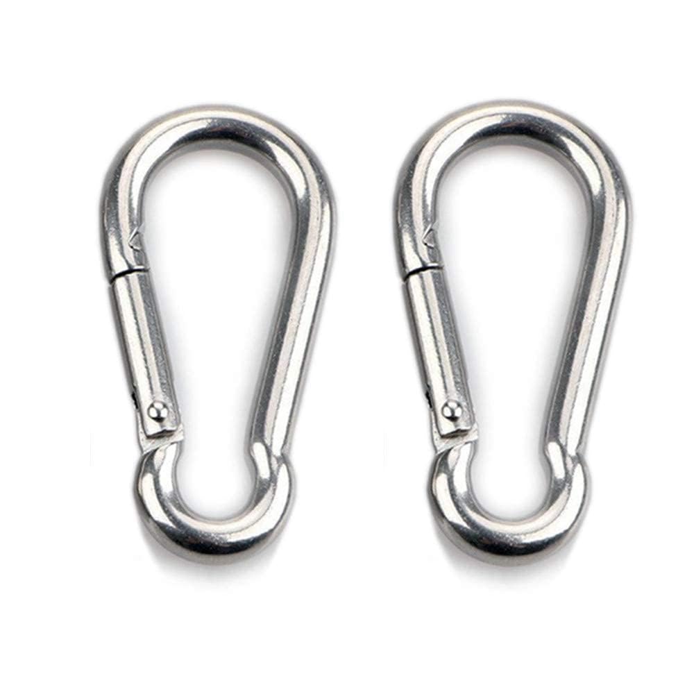 HOMPER 2pcs M8 Carabiner Hook - Heavy Duty 304 Stainless Steel Snap Hook, Carabiner Keychain Clips for Outdoor, Camping, Hiking