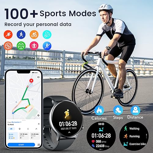 Smart Watch for Men Fitness Tracker: 1.42 inches Touch Screen Heart Rate Blood Oxygen Sleep Monitor IP67 Waterproof Watches 100and Sports Modes Pedometer GPS Activity Tracker Smartwatch Compatible Android IOS