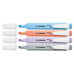 Highlighter - STABILO swing cool Pastel - Pack of 4 - Dusty Grey, Frozen Fuchsia, Breezy Blue, Pale Orange