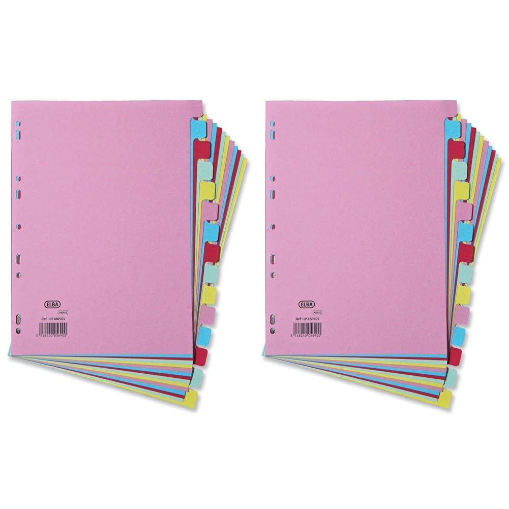 Elba A4 15 Part Card Dividers,400007437 (Pack of 2)