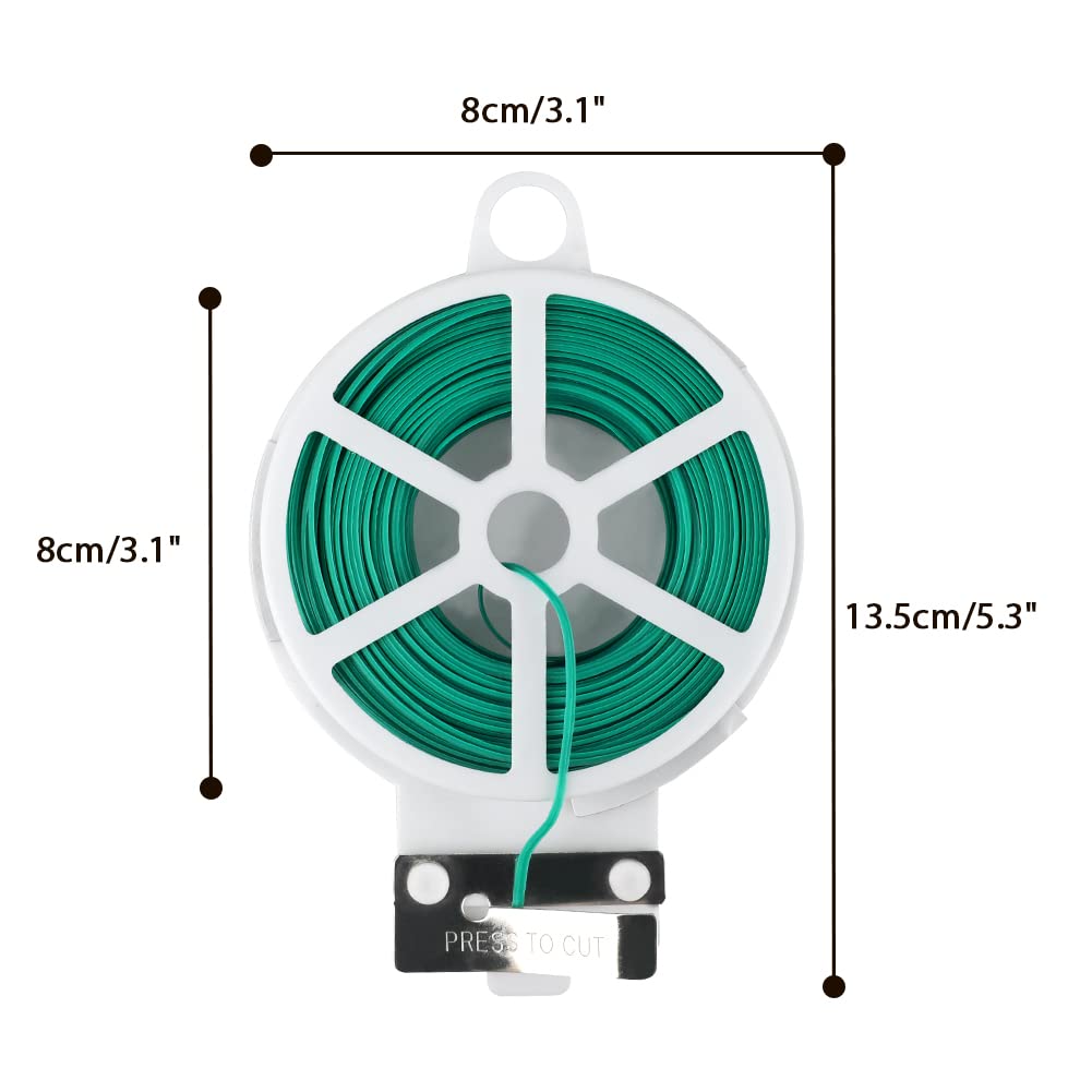 KINGLAKE 50m Garden Wire Ties Green Plant Ties, Plastic Coated Garden Wire with Cutter, Soft Twist Ties Plant Support Ties for Climbing Plants