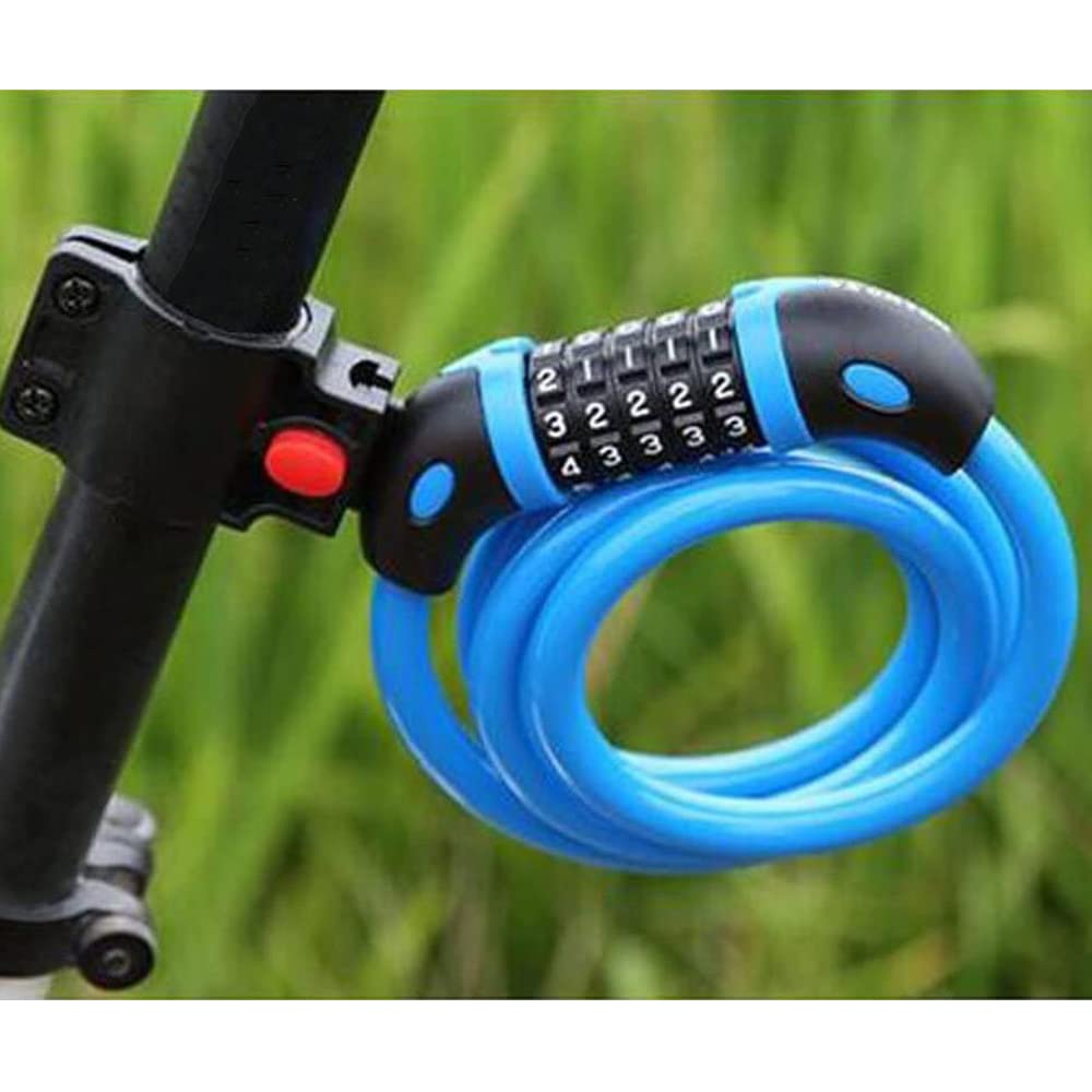 Bike Lock, GoFriend Bicycle Lock High Security 5 Digit Resettable Combination Coiling Cable Lock Best for Bicycle Outdoors, 1.2mx12mm (Blue)