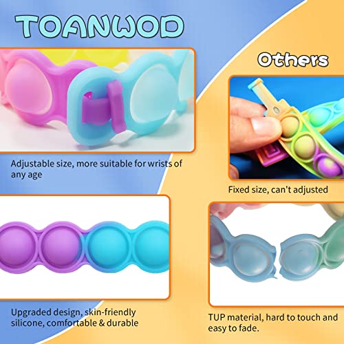 TOANWOD 24PCS Pop Party Bag Fillers for Kids - Fidget Bracelets Pack Glow in The Dark - Poppet Sensory Party Favors Classroom Prizes Gifts - Birthday Box Stocking Stuffers for Boys Girls