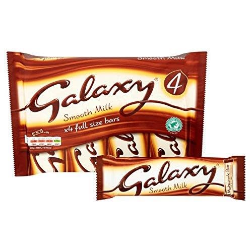 Galaxy Smooth Milk Chocolate Bars, Snack Bars, Sharing Pack, 4 x 42g