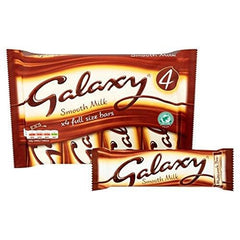 Galaxy Smooth Milk Chocolate Bars, Snack Bars, Sharing Pack, 4 x 42g