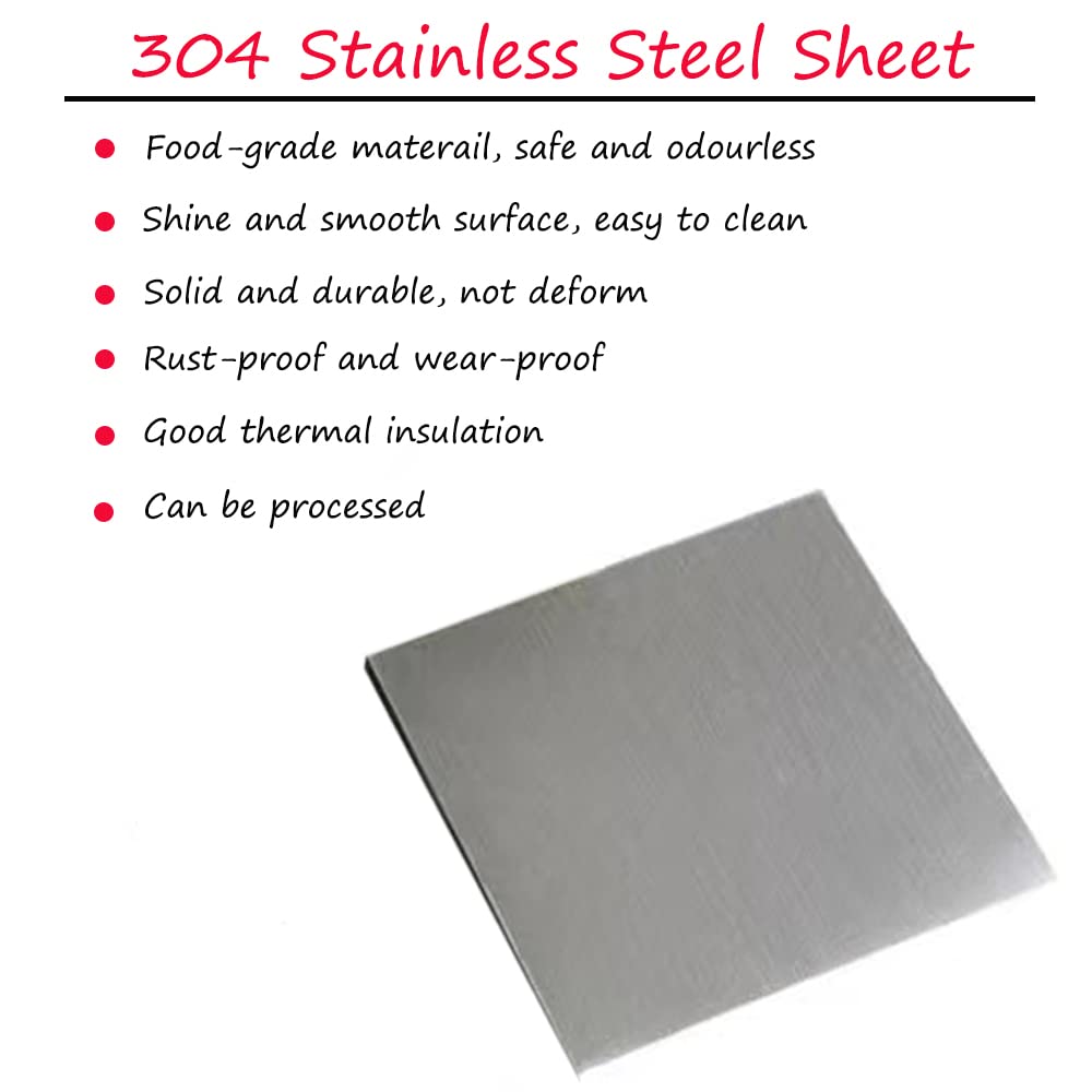 DARENYI Stainless Steel Sheet 3mm 304 Stainless Steel Plate Sheet 10 x 10cm Sheet Metal for Repairing, Welding, Project, Crafting