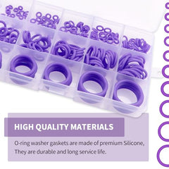 YIXISI 225 PCS 15 Sizes Purple O-Rings Assortment Kit, Silicone Metric O-Rings, for Tap Plumbing Washer Seal & Auto Quick Repair