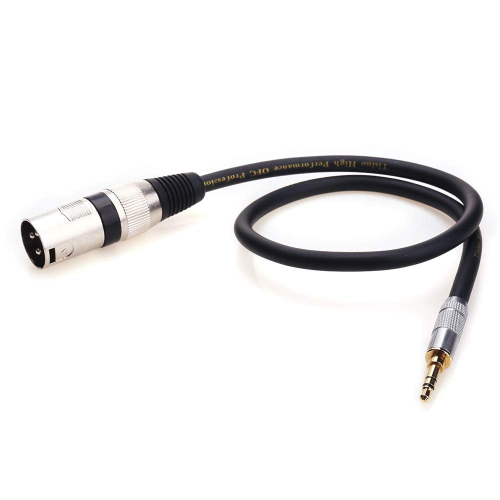 Tisino 3.5mm Mini jack to XLR Cable Unbalanced 1/8 inch Aux Stereo to XLR Male Adapter Microphone Cord - 50cm