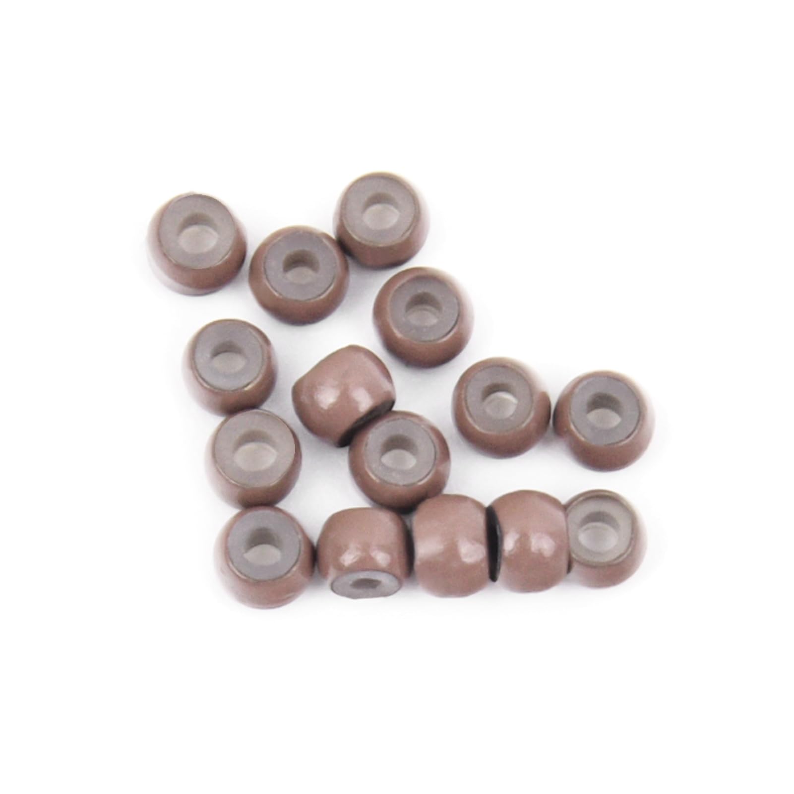 Vlasy Silicone Lined Nano Rings Beads for Nano Tip Hair Extensions Micro Nano Beads (400pcs, Medium Brown)