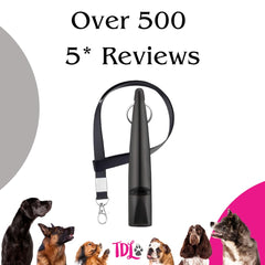 TDL Gun Dog Training Whistle with Lanyard - Dog Whistle with Loud, Solid Tone & Far Reaching Sound - Ideal High-Frequency Long-Distance Dog Recall Whistle for Most Breeds - Black with Grey Rope