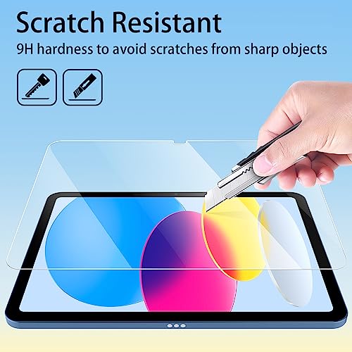 4youquality [2-Pack Screen Protector for iPad 10 (10.9-Inch, 2022 Model, 10th Generation), 9H Tempered Glass Film, Anti-Scratch, Impact-Resistant