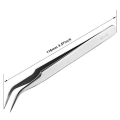 Ainiv Precision Tweezers, Stainless Universal Bent Tip Tweezers, Sewing Machine Tweezers, Non-Magnetic Industrial Tweezers for Craft, Electronics, Soldering, Medical and Experimental Work, Jewelry