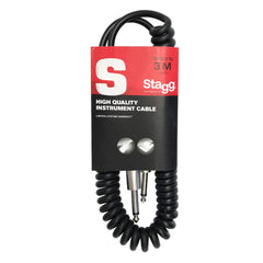 Stagg SGCC3 DL 3m/10 ft Deluxe Standard Coiled Guitar Cable - Black