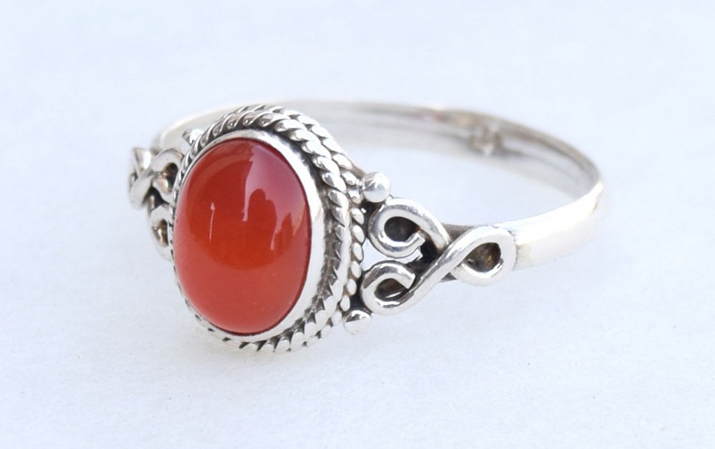 Carnelian Stone Ring 925 Sterling Silver Statement Ring For Women Size UK T Natural Gemstone Ring Handmade Ring Christmas Gifts Ring Jewelry