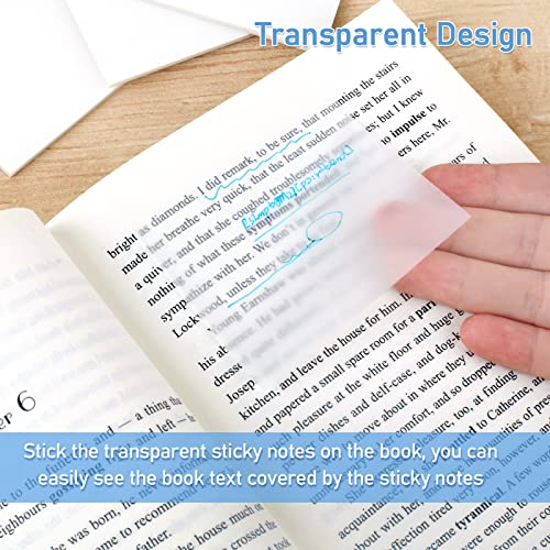 Sticky Notes Set, 150 Sheets Transparent Sticky Notes, Self Adhesive Clear Sticky Note Square, Waterproof Translucent Sticky Note Tab, Sticky Note Pad for Students School Office Supplies(7.6x7.6cm)