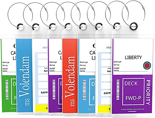 Highwind Cruise Luggage Tag Holder - Essential Travel Accessories for Suitcases, Zip Seal Steel Loops, Perfect Luggage Tag Holders for Cruise Ships - Durable Cruise Luggage Tags Set - Clear, 8 Pack