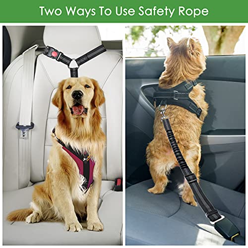 URAQT Dog Car Seat Belt, 2 Pack Adjustable Durable Headrest Pet Seat Belt, Pet Dog Car Safety Harness Restraint with Explosion Proof Impact Elastic Buffer, Heavy Duty Durable Pet Travel Accessories