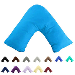 Gyulin 100% Cotton 300 Thread Count Soild Envelope Style V Shaped/Tri/Boomerang Standard Pillow Case Cushion Cover Only Cover No Insert (Aqua Blue)