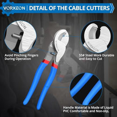 VORXEON 10 Inches Cable Cutter, Heavy Duty Large High Leverage Cutter Tool for Aluminum Copper Wire Communications Cable