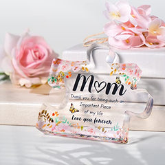 Gifts for Mum - Mum Birthday Gifts Acrylic Block Puzzle, Touching Sayings Engraved Mum Gifts, Presents for Mum from Daughter