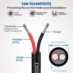 Matugajp 22awg 2×0.3mm² Electrical wire 2 Conductor Extension Cable 6.56ft/2Meters UL2464 DC 5V/12V/24V/300V 22 Gauge oxygen free Stranded Tinned Copper wire