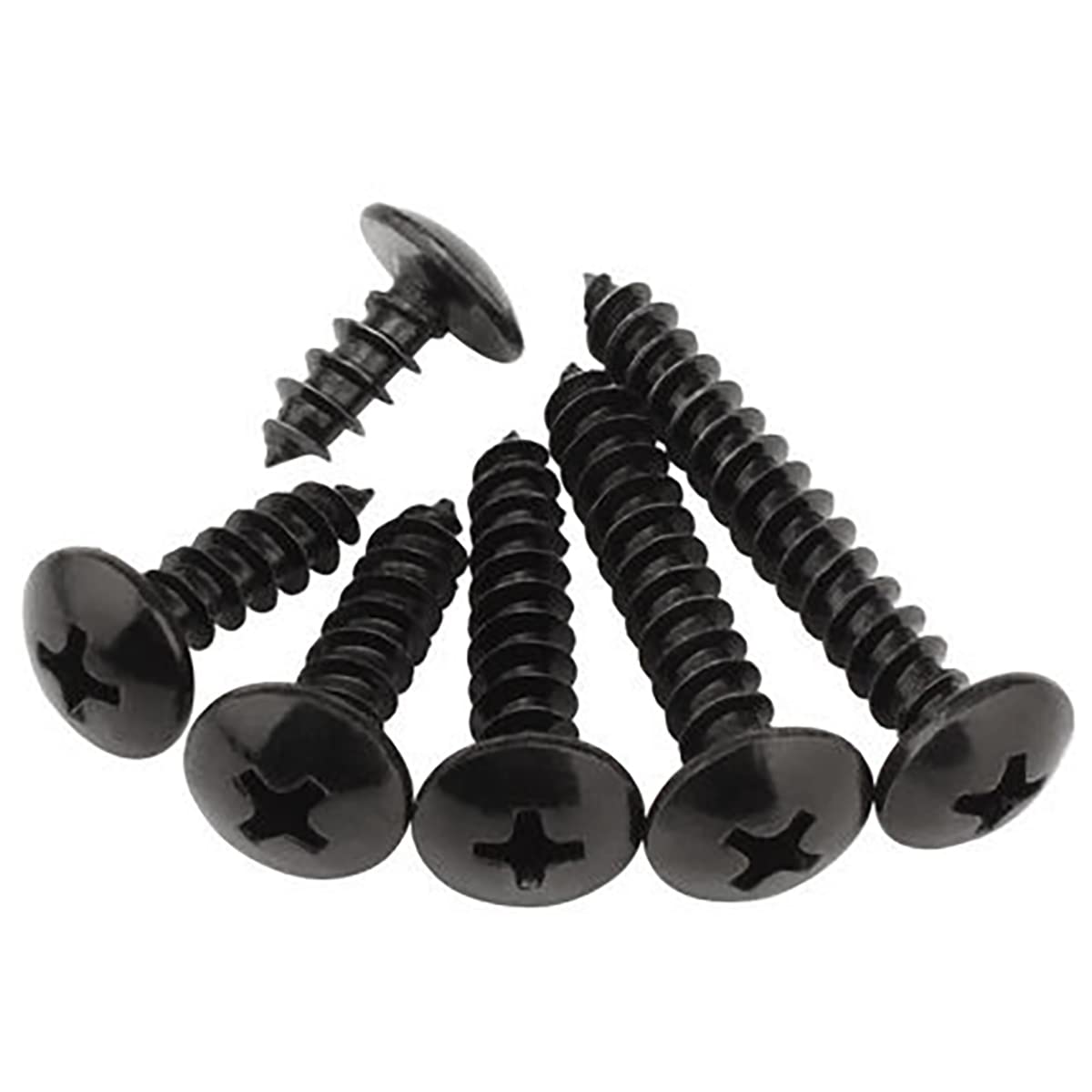 FandWay Phillips Round Head Self Tapping Screws, M3 x 8/10/12/16/20mm, Black Carbon Steel Mushroom Head Wood Screws, Truss Head Self Drilling Screws Assortment Set (25-Pieces/each)