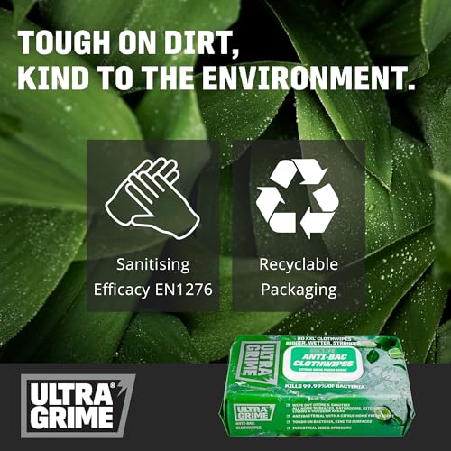 UltraGrime Antibacterial Wipes 80 Thick Large Wipe Pack - large wet wipes - cleaning wipes antibacterial - multi purpose wipes - antibacterial hand wipes industrial wipes toilet