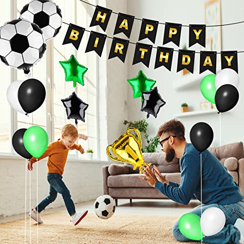 Football Balloon 12 Birthday Decoration Green 12th Birthday Decoration Boys Happy Birthday Garland Deco Balloons for Kids Boy Birthday Party Football Deco (12th)