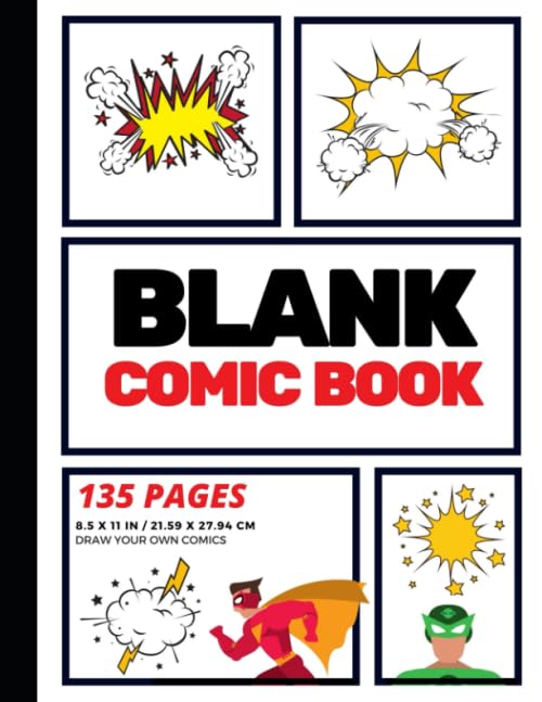 Blank Comic Book: Create Your Own Comic Strip, 135 Pages, Red (Large, 8.5 x 11 in.): Volume 1 (Action Comics)