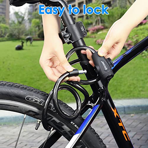 SPGOOD Bike Locks Heavy Duty 1800mm/12mm Bicycle Lock (8 Colors) Bike Chain Lock with 5-Digits Codes Combination Cable Lock for Bike Cycle, Moto, Door, Gate Fence