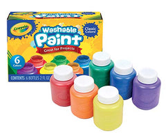 CRAYOLA Washable Paints - Assorted Colours (Pack of 6)   Perfect for Any Arts & Crafts Needs - Easily Washable   Ideal for Kids Aged 3and