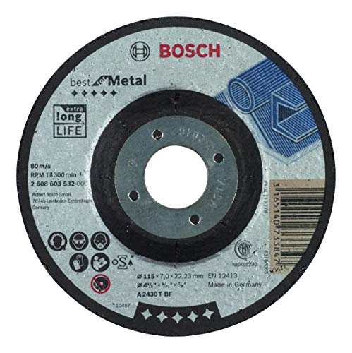 Bosch 2608603532 Grinding Disc for Metal Cranked, Black, 115 x 7 mm