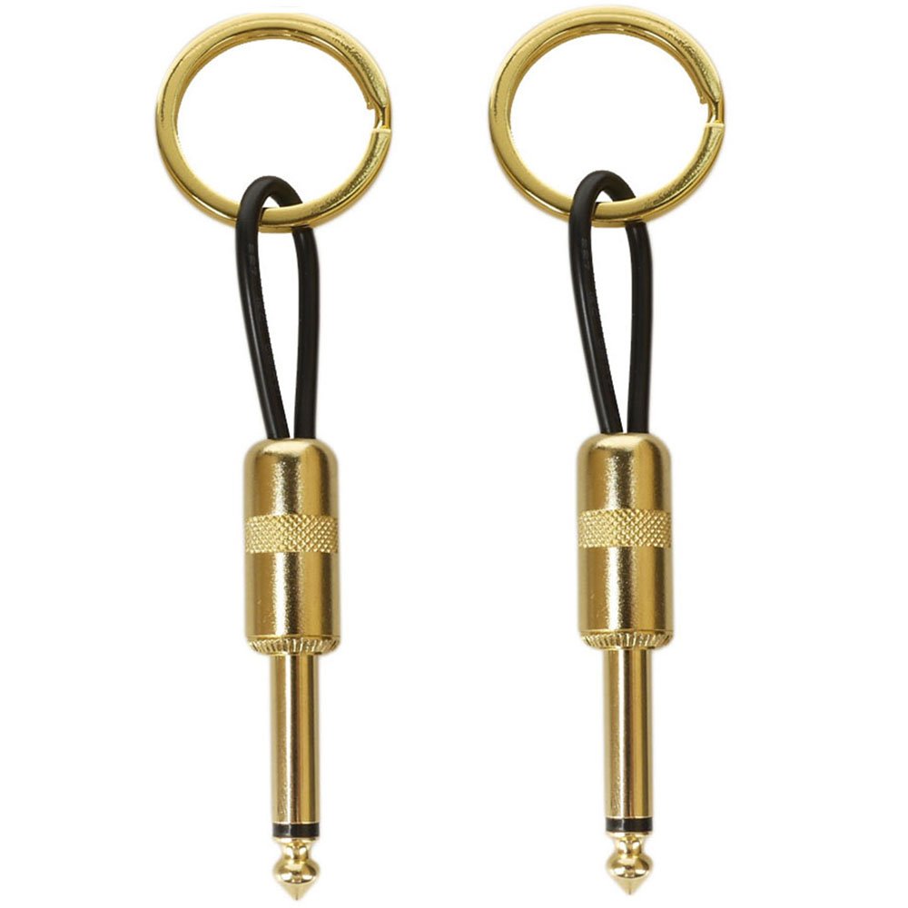 Mr.Power Guitar Audio Cable Plug Keychain Key Ring Metal Idea Musical Gift 2 Pcs (2 Gold)