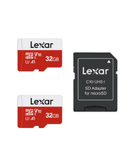 Lexar 32GB Micro SD Card 2 Pack, microSDHC UHS-I Flash Memory Card with Adapter - Up to 100MB/s, U1, Class10, V10, A1, High Speed TF Card (2 microSD Cards and 1 Adapter)