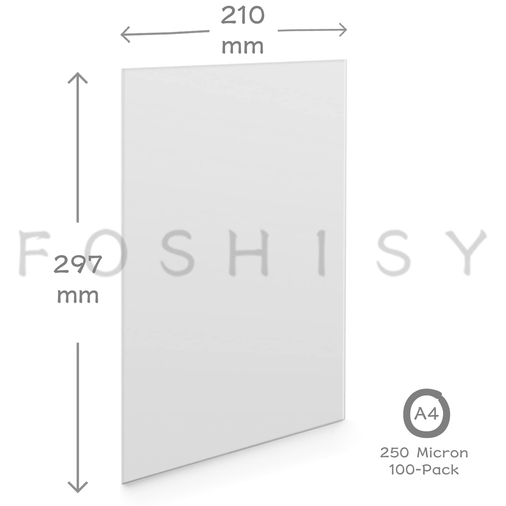 FOSHISY A4 PVC Clear Binding Covers,250 Micron,Pack of 100