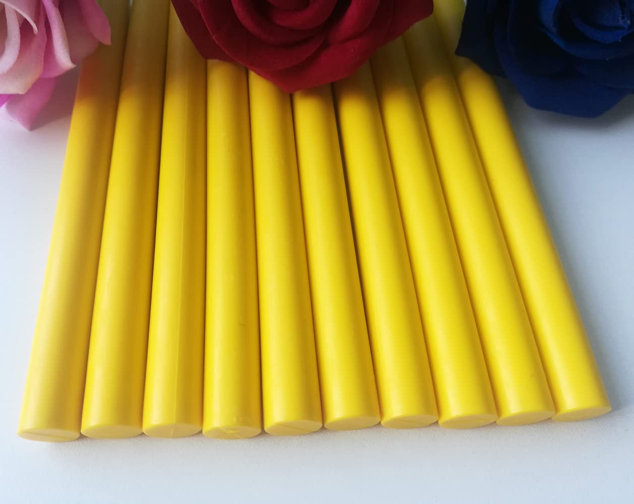 10 Pieces Yellow Sealing Wax Sticks for Wax Seal Stamp, AMTOL Sealing Wax Sticks for Glue Gun,Great for Wedding Invitations, Wine Packages,Cards Envelopes, Gift Wrapping. (Medium yellow)