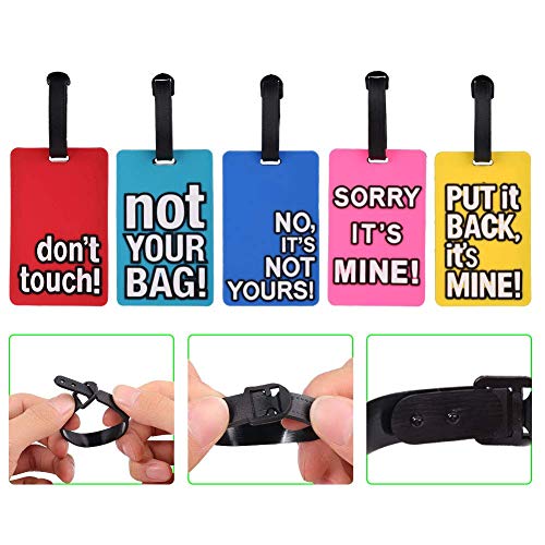 Firtink 5 Pack Luggage Tag with Name ID Card, Colorful Secure Travel Suitcase Bag Baggage Tag Labels