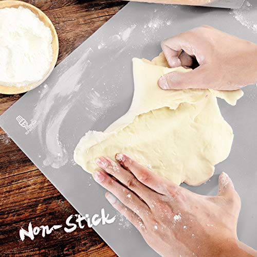 SUPER KITCHEN Non-Slip Silicone Pastry Mat, Silicon Baking Mats, Non-Stick Dough Rolling Kneading Mat, Placemat, Countertop Protector, Fondant/Sugarcraft/Pie/Pizza/Bread/Cookie Mat, 60 × 40cm (Gray)