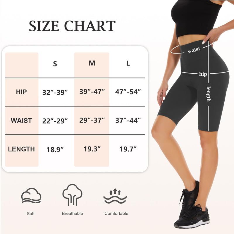 SIHOHAN Cycling Shorts for Women Stretchy High Waisted Yoga Shorts Comfy Biker Workout Running Gym Shorts (Grey-1 Pack,L)