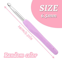 Crochet Hooks 6.5 mm Colourful Knitting Crochet, High Quality Aluminium Ergonomic Soft Handle Knitting Needle for Yarn Craft, Suitable for Beginners to Learn Hand-Knitted Sweaters