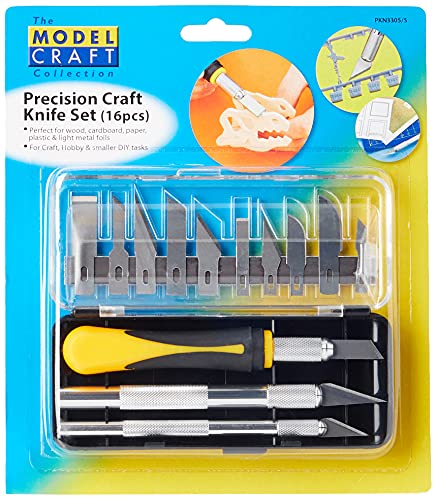 Modelcraft PKN3305/S Precision Craft Knife Set , Silver , 16 Piece