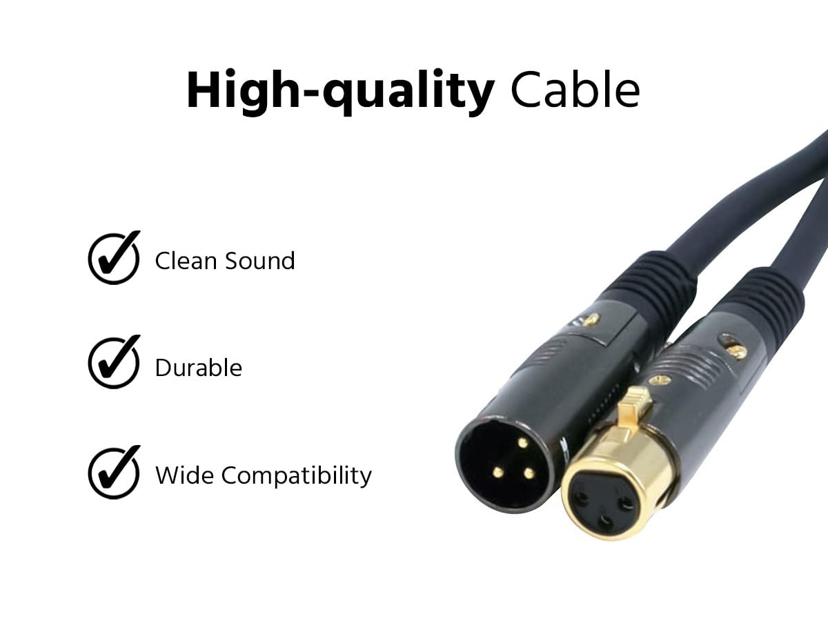 Monoprice 6 Feet Premier Series XLR Male To XLR Female 16AWG Cable (Gold Plated) Microphone and Interconnect-104751, Black