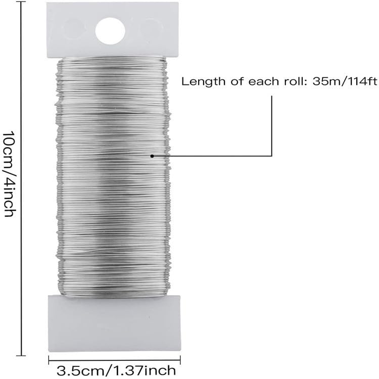 Silver Wire For Jewellery Making, 22 gauge Silver Florist Wire, Silver Craft Wire Jewellery Making Supplies, Modelling Wire For Sculptures, Binding Wire for Floristry, Floral Wire, Florists Wire