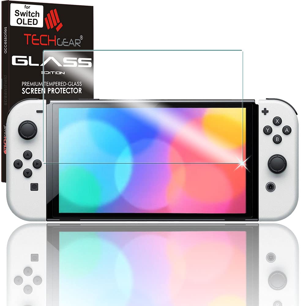 TECHGEAR Switch OLED 7 inches GLASS Edition, Genuine Tempered Glass Screen Protector [2.5D Edge] [9H Hardness] [Crystal Clarity] [Scratch-Resistant] [No-Bubble] Compatible for Nintendo Switch OLED 2021