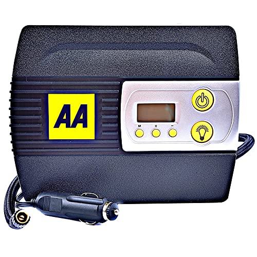 AA 12V Digital Tyre Inflator AA5502 – For Cars Other Vehicles Inflatables Bicycles - Shows PSI BAR KPA 0-120 PSI – Includes Adaptors, Black